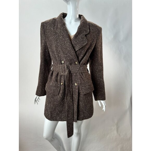 A.B.S. USA Womens Brown Belted Wool-Blend Jacket Size 8 - Picture 8 of 16